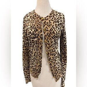 ⚡️ Dolce & Gabbana Leopard Animal Print V-Neck Button Cardigan Sweater Size 44